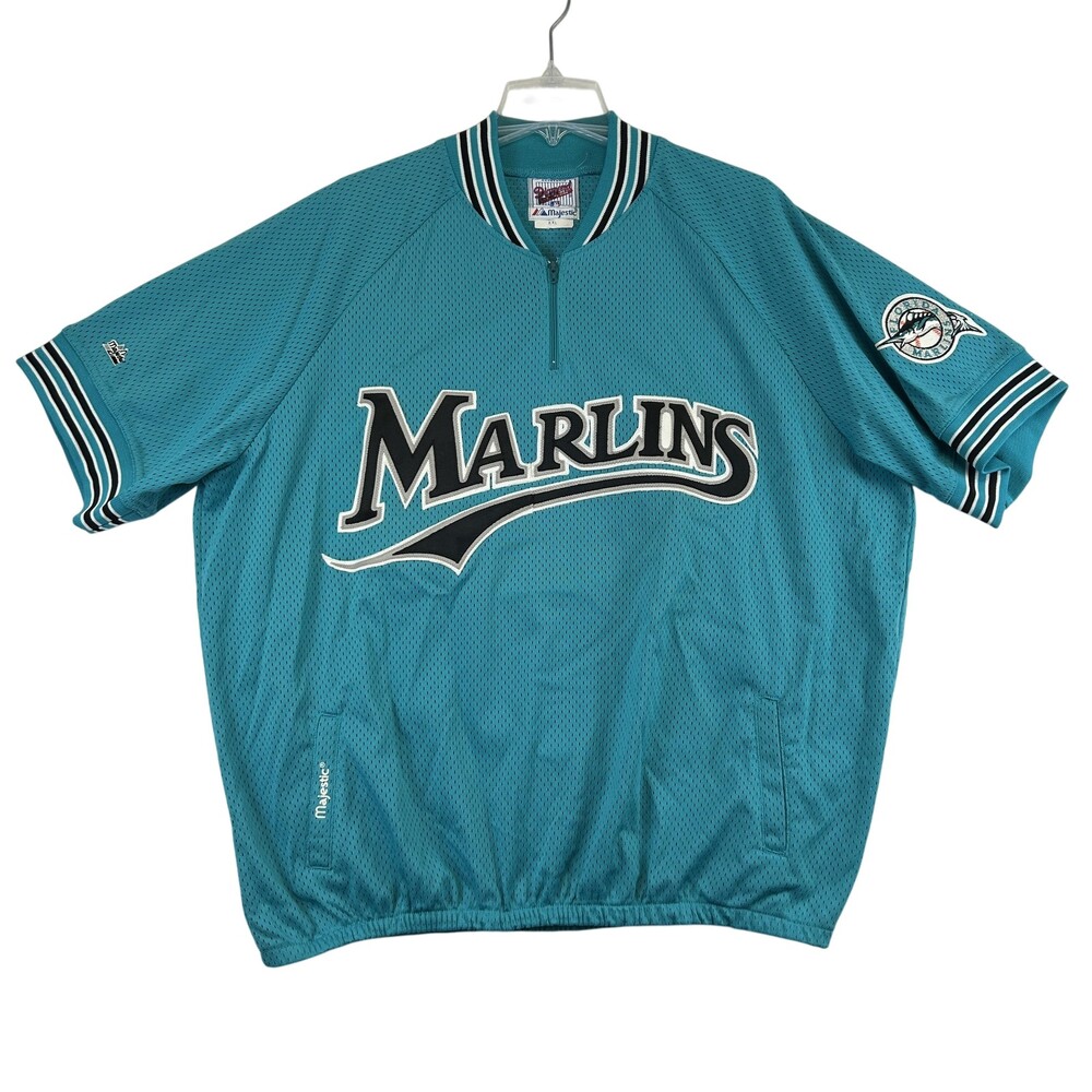 Vtg Florida Marlins Practice Jersey Mens 2XL Majestic Diamond Collection Luebber